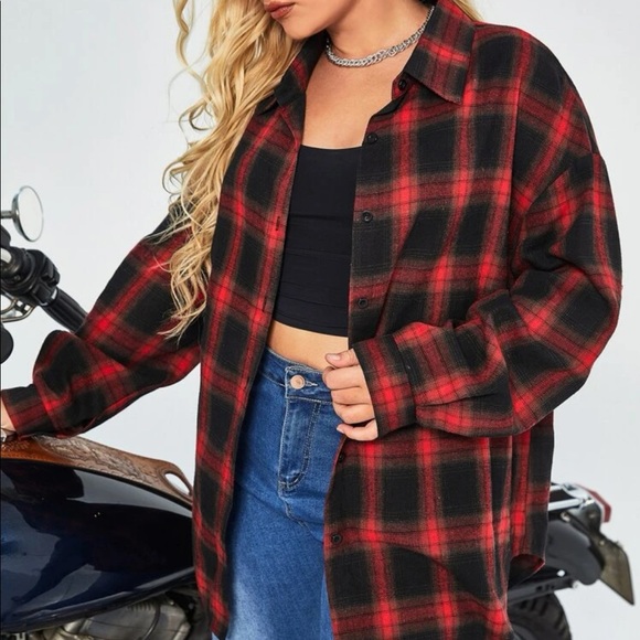 Red and Black Oversized Flannel from Shein 3X - Picture 2 of 10